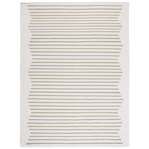 Ebern Designs Estuardo Handmade Flatweave Cotton Ivory / Light Green
